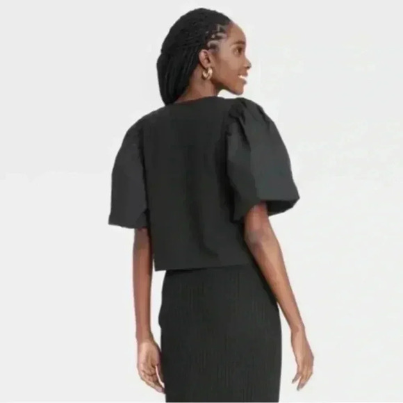 A new day Black Puff Sleeve T shirt, size Medium - Picture 2 of 6